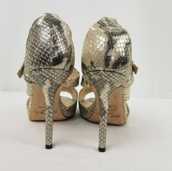 Jimmy Choo Beige Glitter Strappy Sandals size 37 - Picture 4 of 13